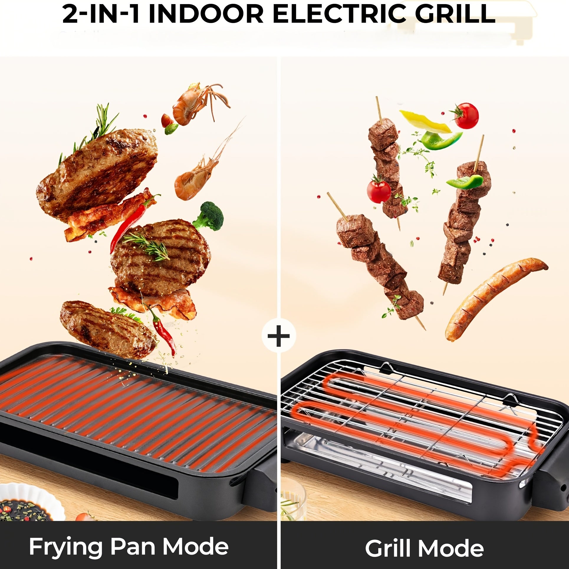 1700W Smokeless Indoor Electric Grill｜Portable Non‑Stick BBQ Griddle, Dishwasher Safe