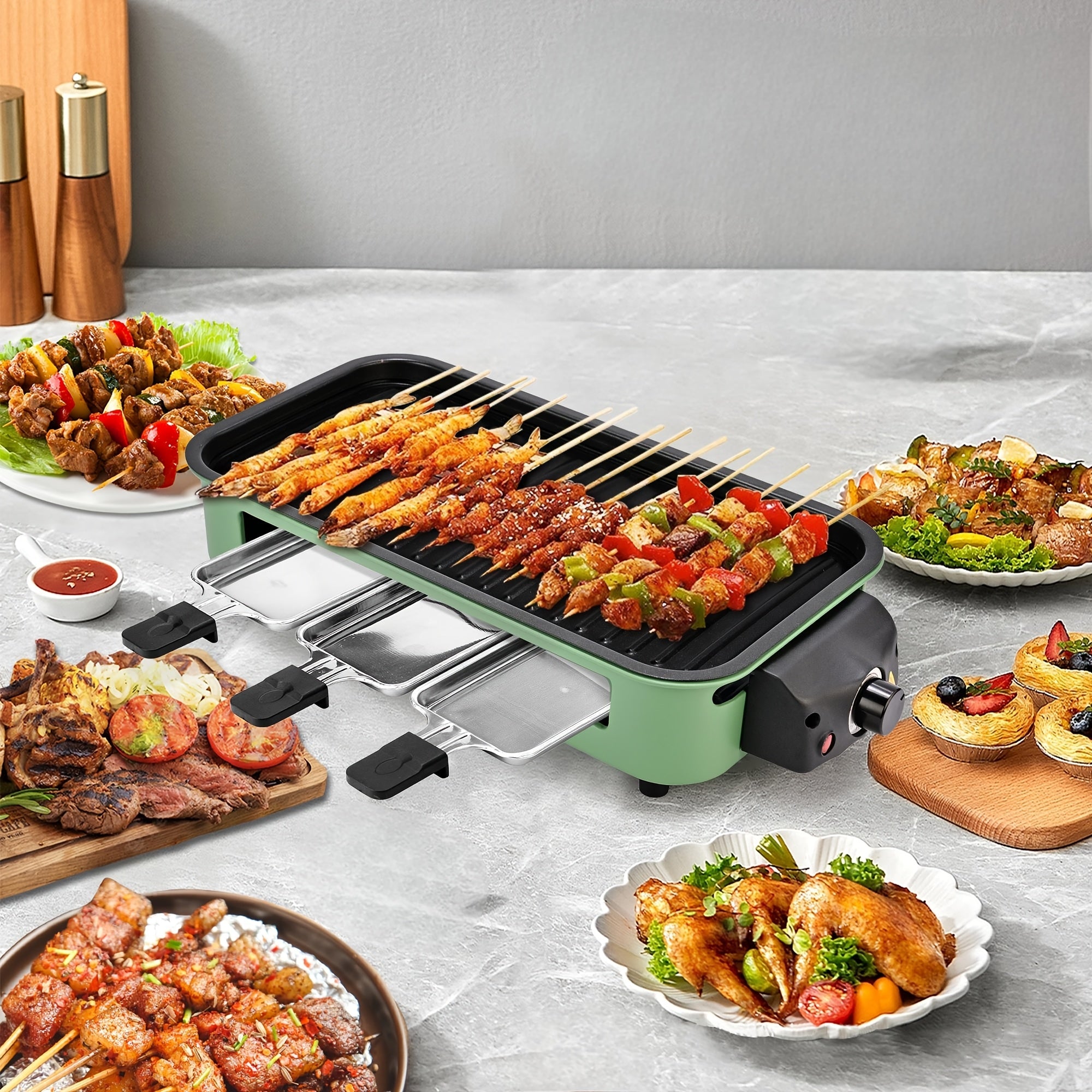 1700W Smokeless Indoor Electric Grill｜Portable Non‑Stick BBQ Griddle, Dishwasher Safe