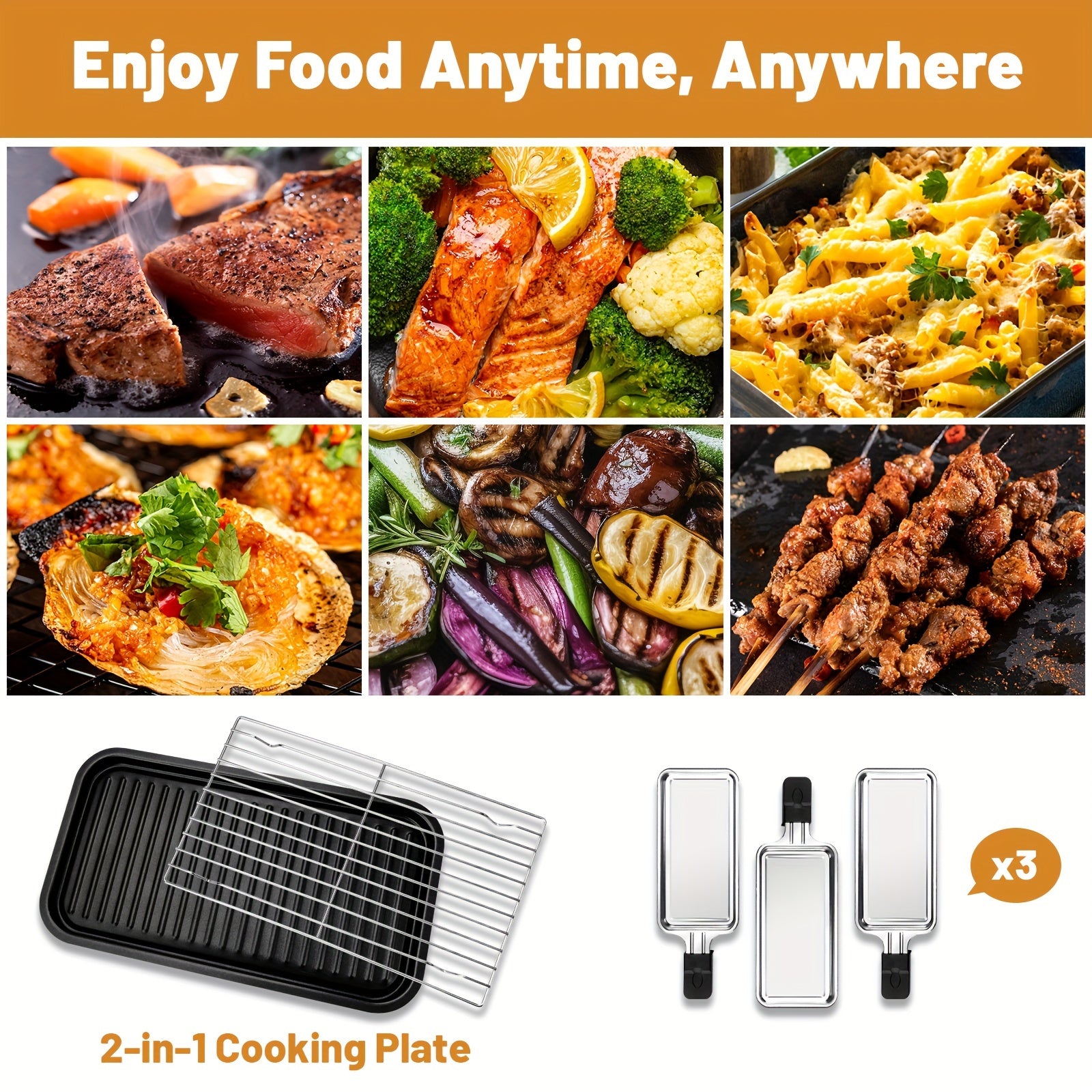 1700W Smokeless Indoor Electric Grill｜Portable Non‑Stick BBQ Griddle, Dishwasher Safe