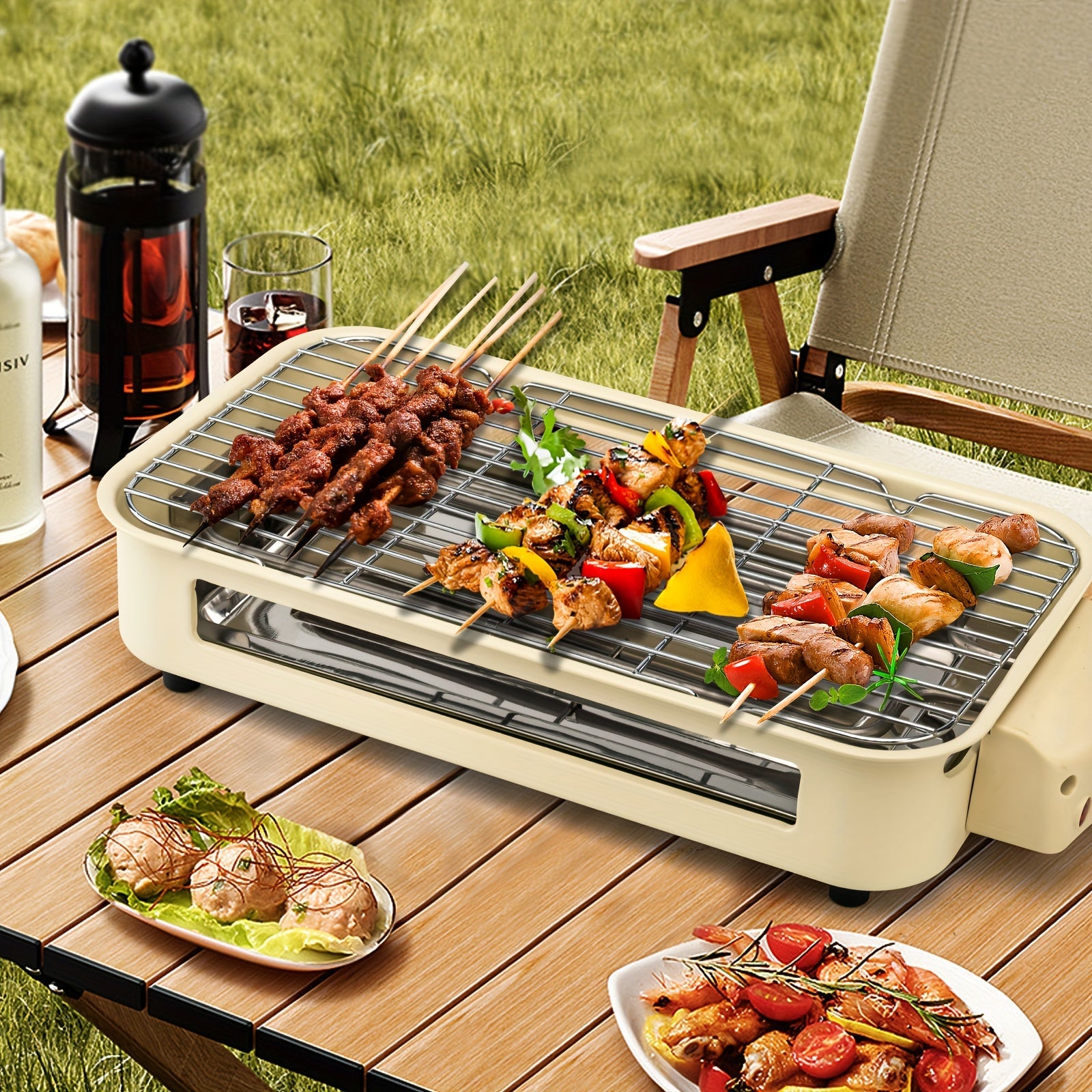 1700W Smokeless Indoor Electric Grill｜Portable Non‑Stick BBQ Griddle, Dishwasher Safe