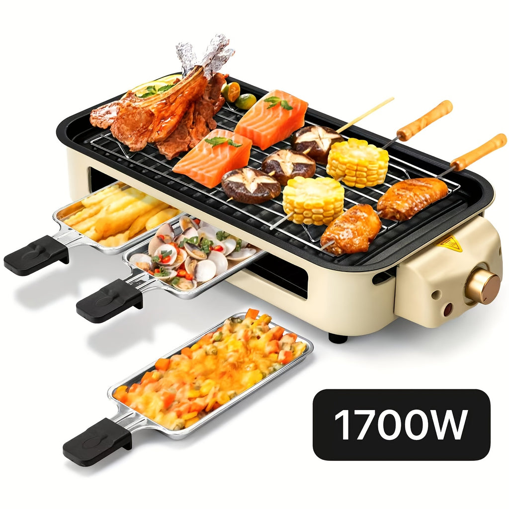 1700W Smokeless Indoor Electric Grill｜Portable Non‑Stick BBQ Griddle, Dishwasher Safe