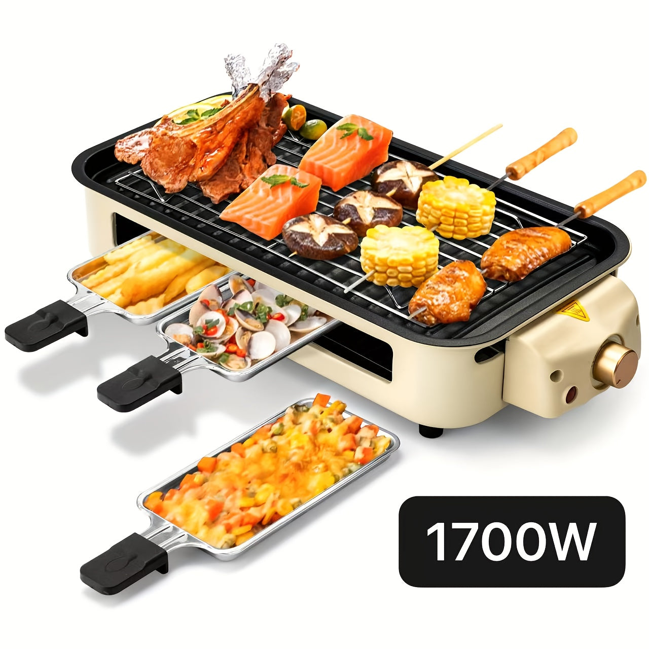1700W Smokeless Indoor Electric Grill｜Portable Non‑Stick BBQ Griddle, Dishwasher Safe