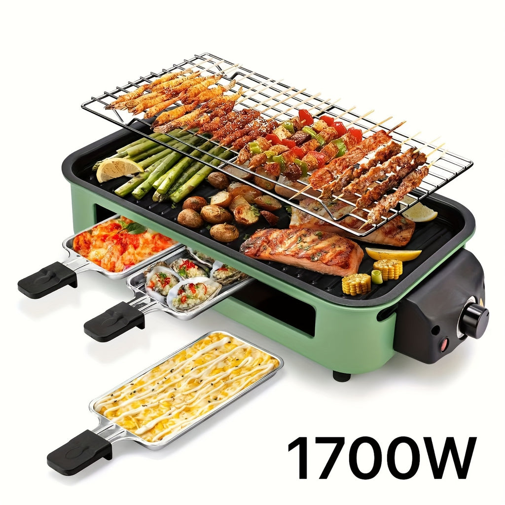 1700W Smokeless Indoor Electric Grill｜Portable Non‑Stick BBQ Griddle, Dishwasher Safe