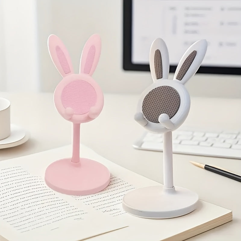 Easter Bunny Phone Stand • Cute Pink Floral Design With Bunny Ears And Bow • Adjustable Height 0°-90° • Durable Abs Material • Smartphone Desktop Organizer • Home Office Decor • Clip Holder • Miracase Brand