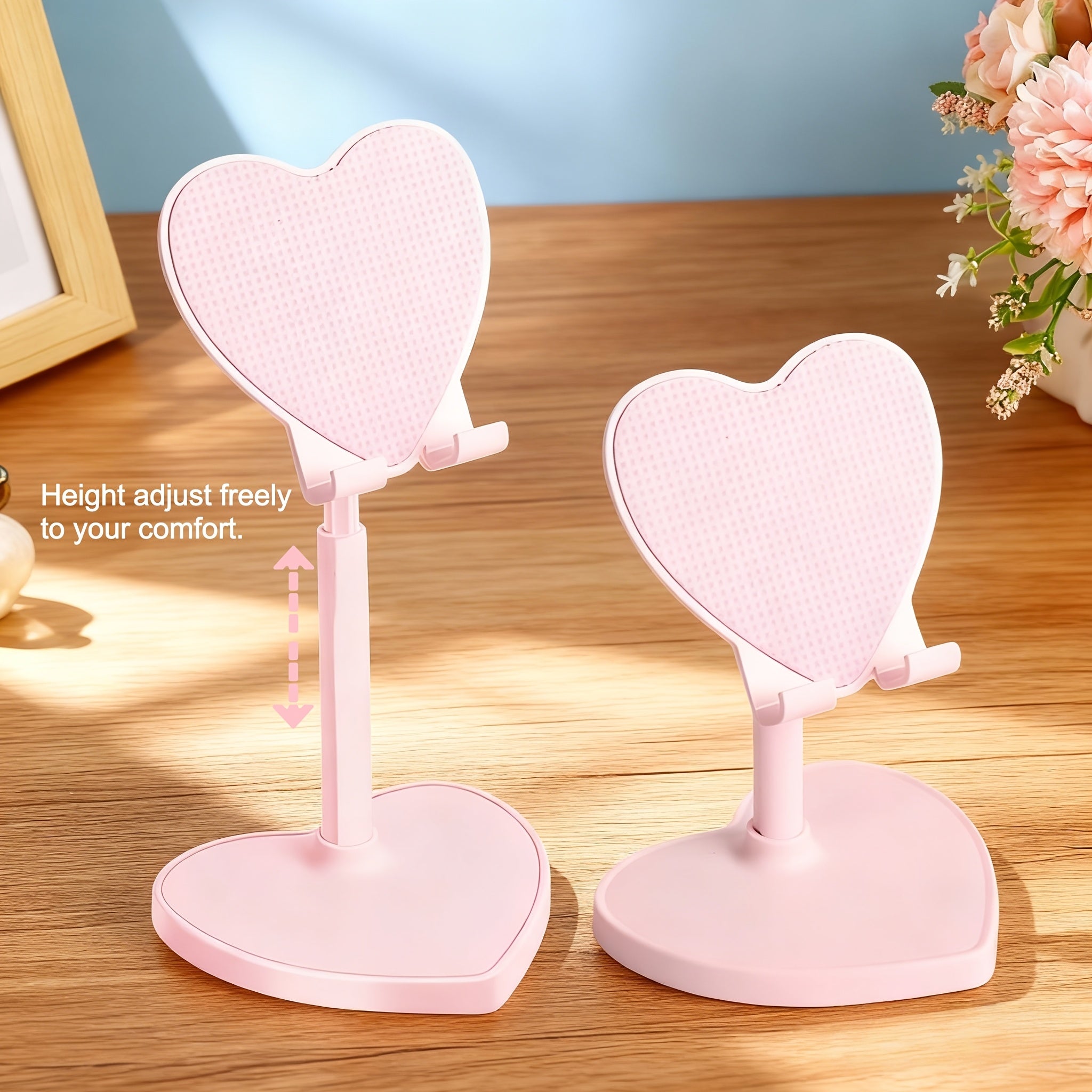 [Flexible Phone Stand] Adjustable Phone Stand With Heart-Shaped Mount, Retractable Desk Cell Phone Holder, Flexible And Portable Phone/Tablet Stand Perfect For Office And Home Use, Great Gift Choice