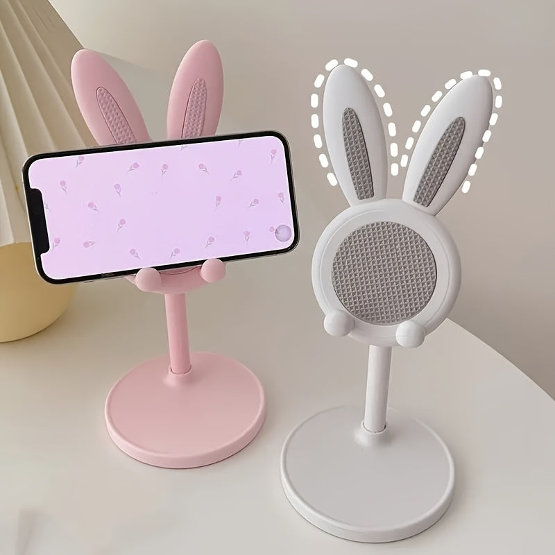 Easter Bunny Phone Stand • Cute Pink Floral Design With Bunny Ears And Bow • Adjustable Height 0°-90° • Durable Abs Material • Smartphone Desktop Organizer • Home Office Decor • Clip Holder • Miracase Brand