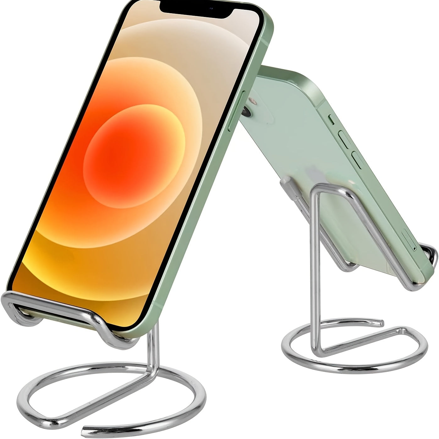 Cell Phone Stand for Desk, Cute Metal Silvery Cell Phone Stand Holder Desk Accessories, Compatible with All Mobile Phones, iPhone, iPad