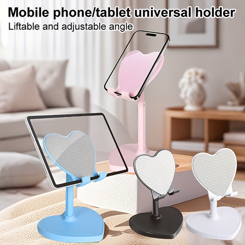 [Flexible Phone Stand] Adjustable Phone Stand With Heart-Shaped Mount, Retractable Desk Cell Phone Holder, Flexible And Portable Phone/Tablet Stand Perfect For Office And Home Use, Great Gift Choice