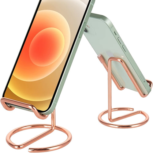 Cell Phone Stand for Desk, Cute Metal Silvery Cell Phone Stand Holder Desk Accessories, Compatible with All Mobile Phones, iPhone, iPad
