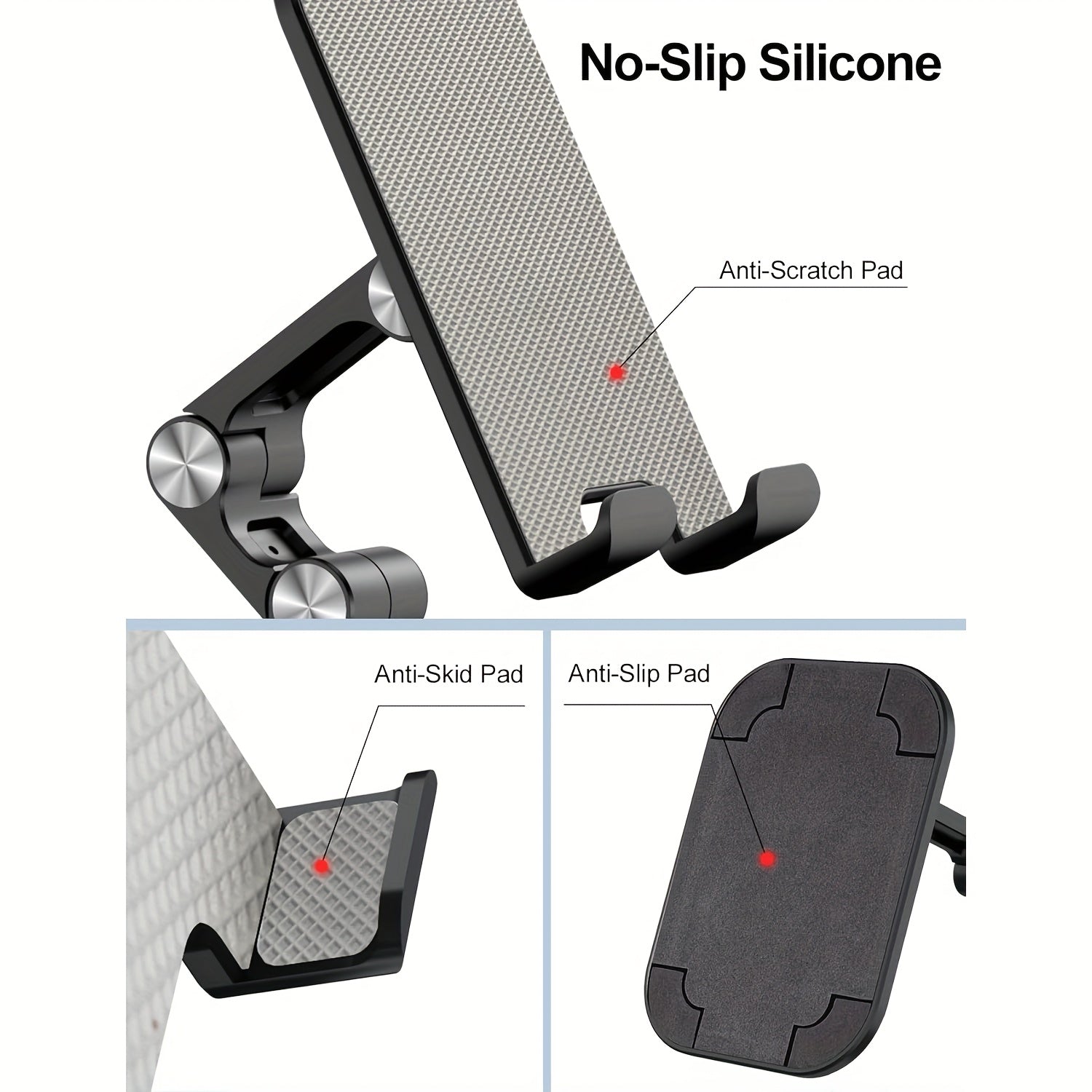 Phone Stand, Adjustable Height And Angle Foldable Cell Phone Stand Holder for Desk, Taller Iphone Stand Compatible with 4.7"-13" Smartphones Ipad Tablet, Black