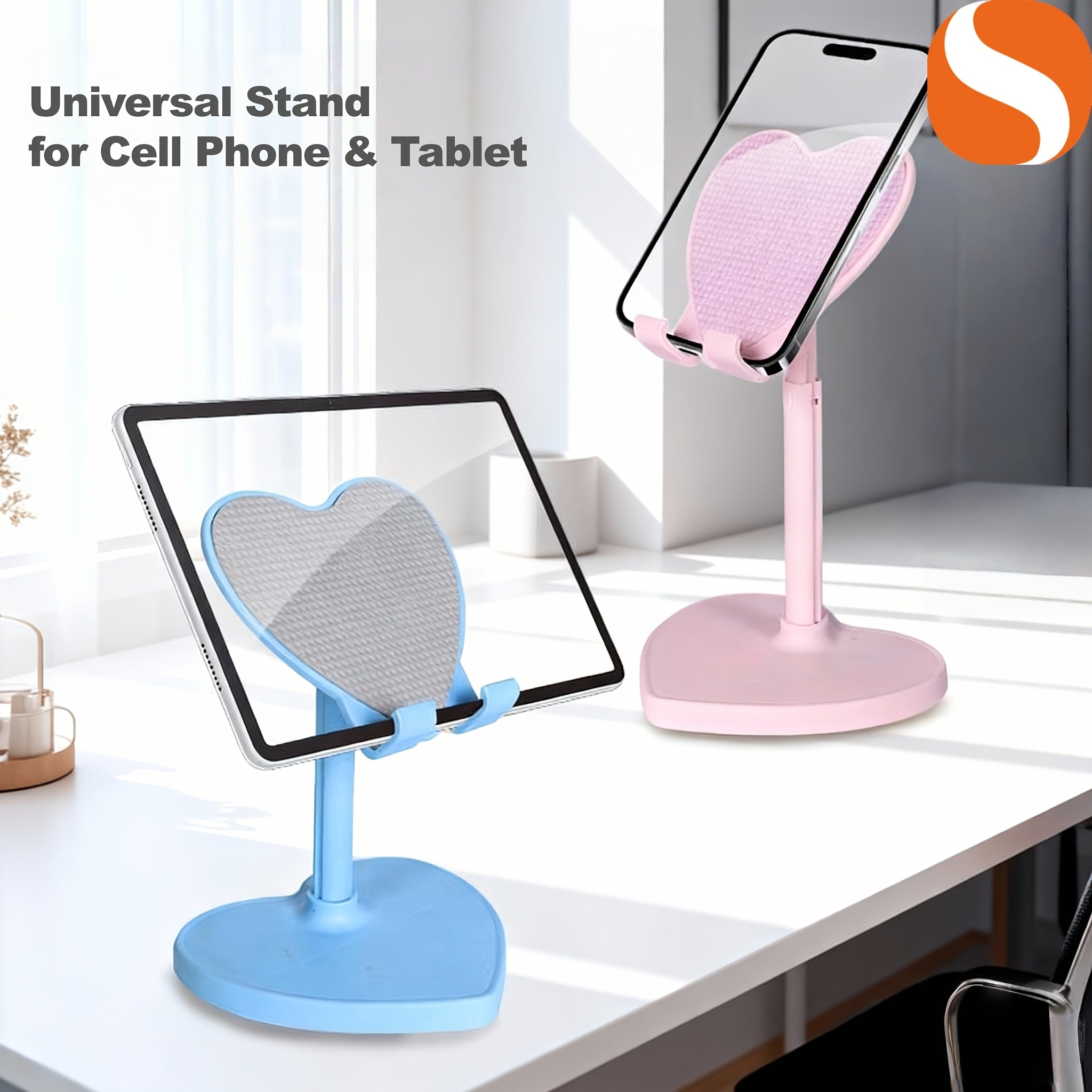 [Flexible Phone Stand] Adjustable Phone Stand With Heart-Shaped Mount, Retractable Desk Cell Phone Holder, Flexible And Portable Phone/Tablet Stand Perfect For Office And Home Use, Great Gift Choice