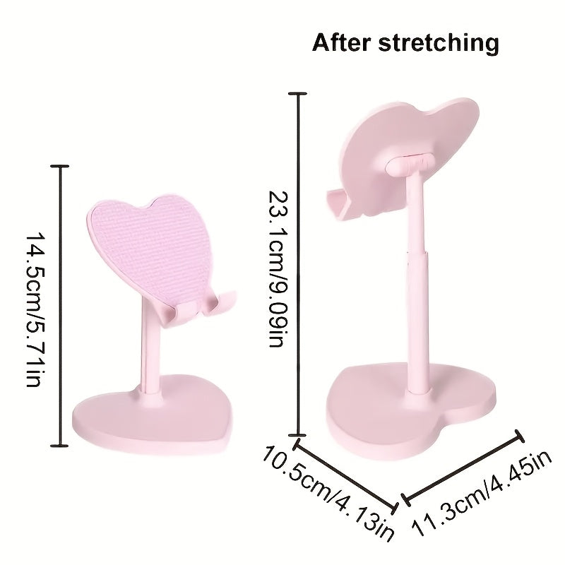 [Flexible Phone Stand] Adjustable Phone Stand With Heart-Shaped Mount, Retractable Desk Cell Phone Holder, Flexible And Portable Phone/Tablet Stand Perfect For Office And Home Use, Great Gift Choice