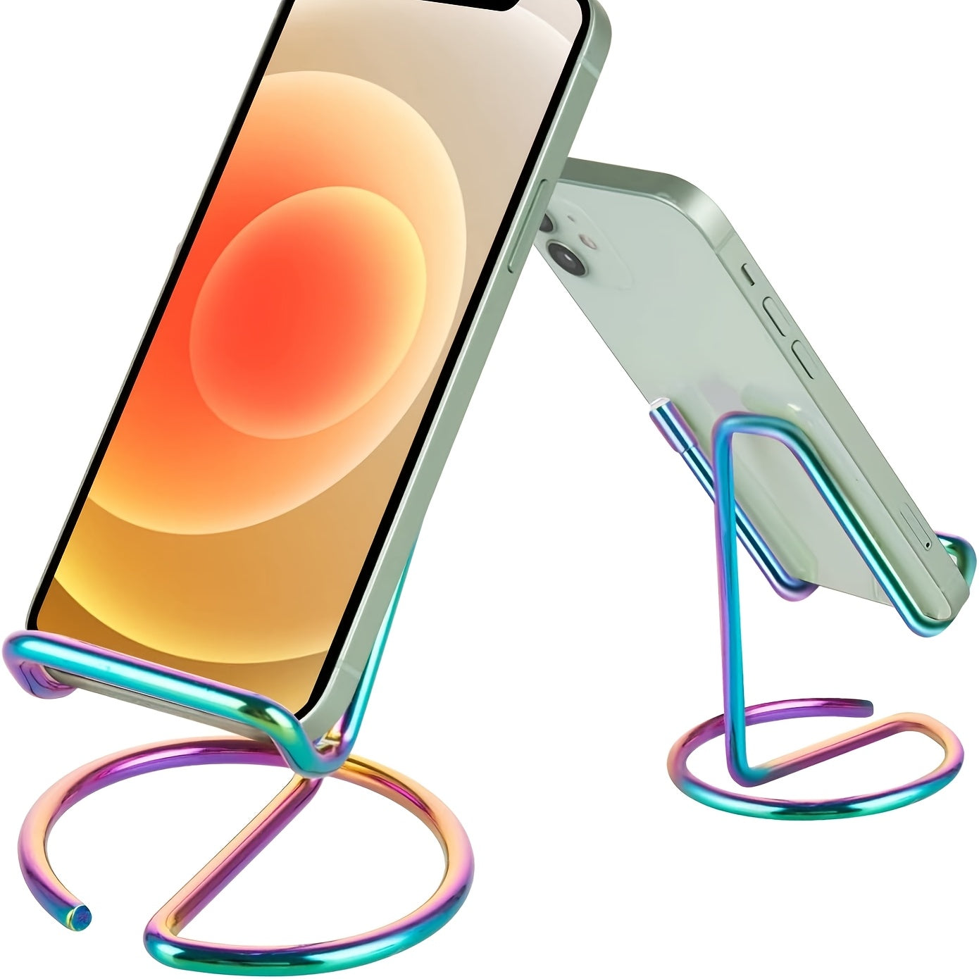 Cell Phone Stand for Desk, Cute Metal Silvery Cell Phone Stand Holder Desk Accessories, Compatible with All Mobile Phones, iPhone, iPad