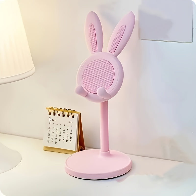 Easter Bunny Phone Stand • Cute Pink Floral Design With Bunny Ears And Bow • Adjustable Height 0°-90° • Durable Abs Material • Smartphone Desktop Organizer • Home Office Decor • Clip Holder • Miracase Brand