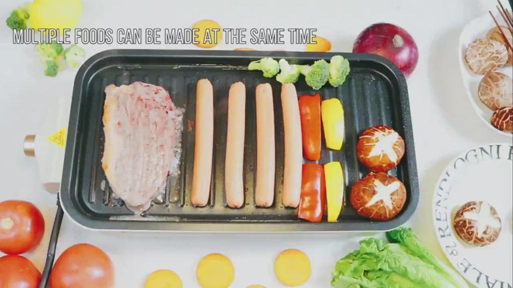 1700W Smokeless Indoor Electric Grill｜Portable Non‑Stick BBQ Griddle, Dishwasher Safe