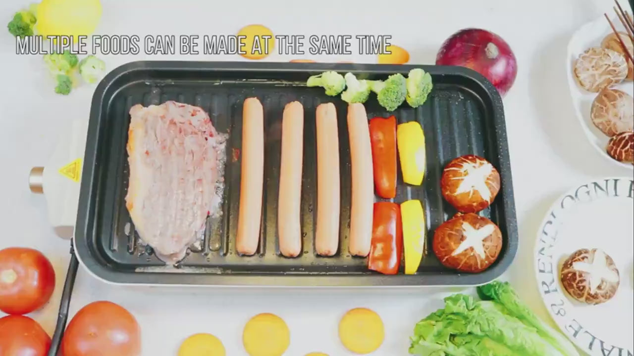 1700W Smokeless Indoor Electric Grill｜Portable Non‑Stick BBQ Griddle, Dishwasher Safe